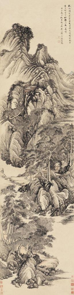 吴历 壬子1672年作 拟黄鹤山樵山水 立轴