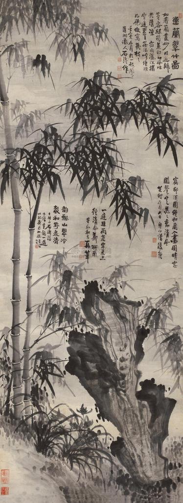 石涛 壬寅（1662年）作 幽兰竹石图 立轴