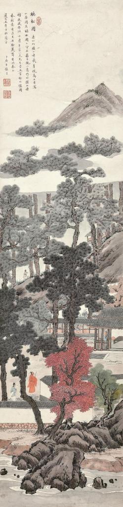 张崟 道光五年（1825）作 听松图 立轴