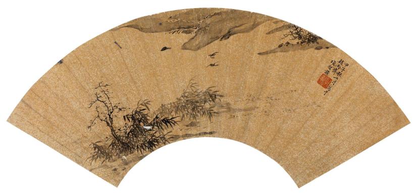 项圣谟 甲子（1624年）作 秋江芦雁 扇面