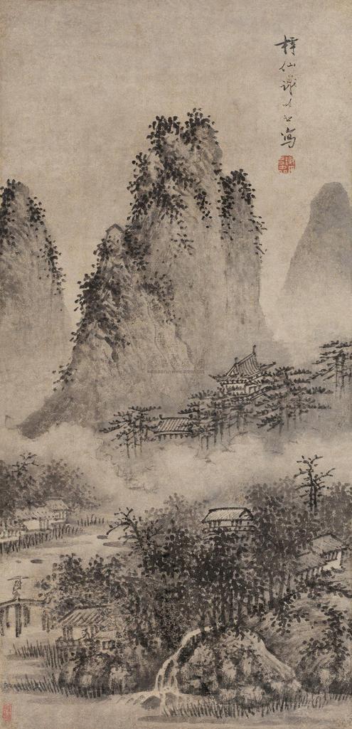 谢时臣 溪山雨意图 立轴