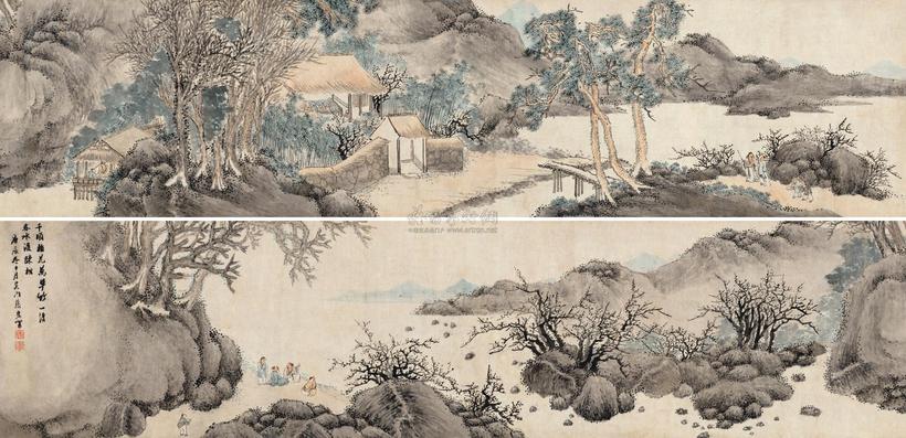 张宏 庚辰（1640年）作 邓尉寻胜图 手卷