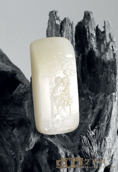 翟倚卫 梅香 白玉牌 75×35×11 mm
