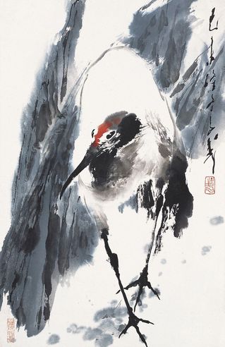 王子武 蕉阴仙鹤 镜片