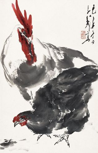 王子武 鸡 镜框