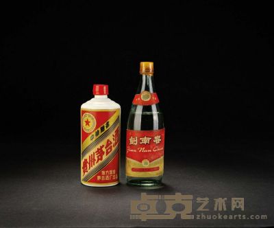 1986年五星牌贵州茅台酒（地方国营），70年代剑南春（各1瓶） 