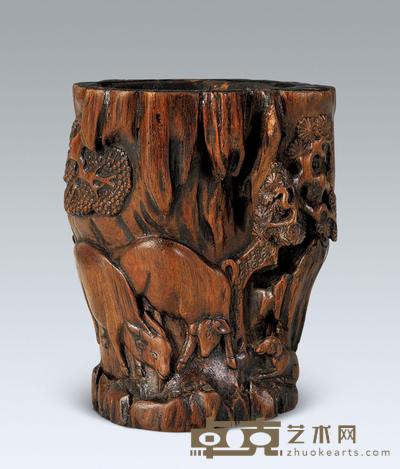 清 三羊开泰笔筒 高11cm；重137g