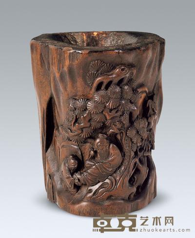 张良敬老笔筒 高13cm；重250g