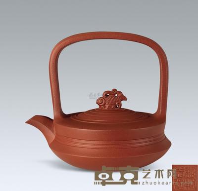 鲍志强 鱼乐提梁壶 高15cm