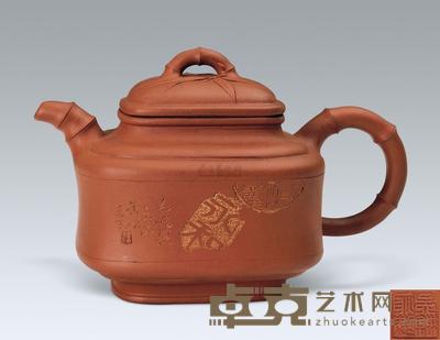 民国 吴纯耿四方竹壶 高11.5cm