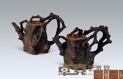 民国 福记松桩壶 （一对） 高9cm
