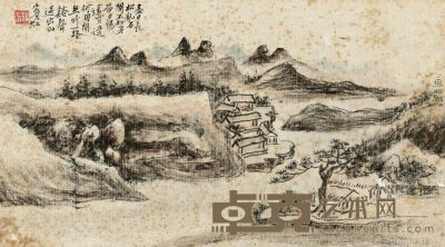 黄宾虹 虬松溪山 镜框 12×21.5cm