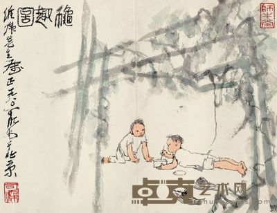 李可染 1980年作 秋趣图 镜片 28×36.5cm