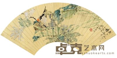 任颐 1876年作 玉簪秋声 扇面 