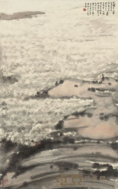 傅抱石 1946年作 洪涛万里 立轴 89.5×56.5cm