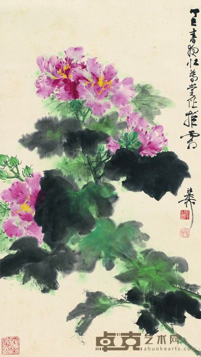谢稚柳 拒霜图 立轴 68×38.5cm