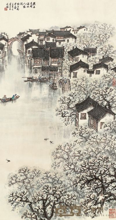 宋文治 1979年作 江南早春 镜片 95.5×50.5cm