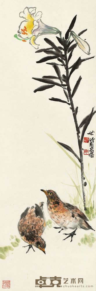 张世简 富贵平安 立轴 84×28cm