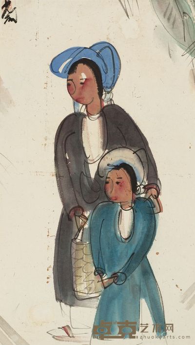 林风眠 人物 镜片 65×37cm