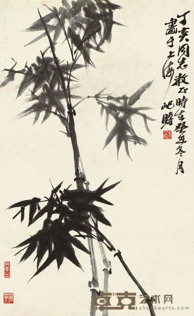 朱屺瞻 1913年作 竹叶清风 立轴 60×36.5cm