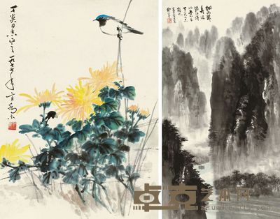 乔木 徐绍青 1977年作、1973年作 漓江 镜片/立轴 39×28cm；65×35cm