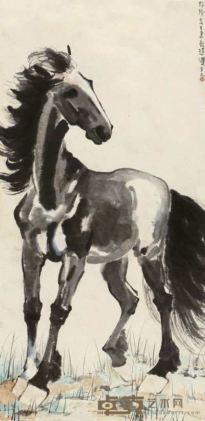 徐悲鸿 1941年作 立马 镜片 134.5×65cm