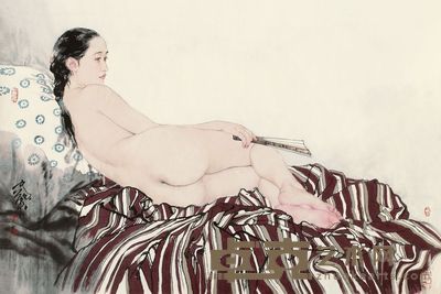 何家英 憩 镜框 101×68cm