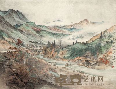 陶一清 1957年作 温池 立轴 74.5×95.5cm