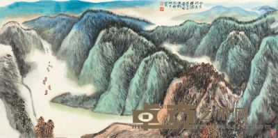 何海霞 1983年作 大河长流 镜片 67×136cm