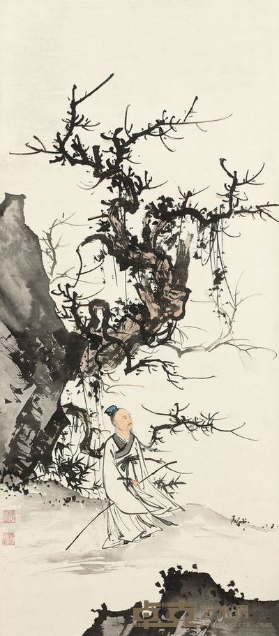 陈少梅 寒林高士 立轴 104.5×46cm