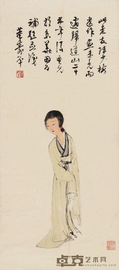 陈少梅 仕女 镜片 65×29cm