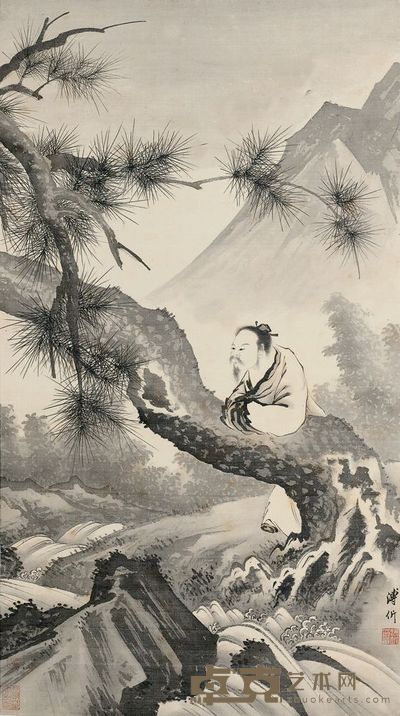 溥伒 抚松图 立轴 89×50cm