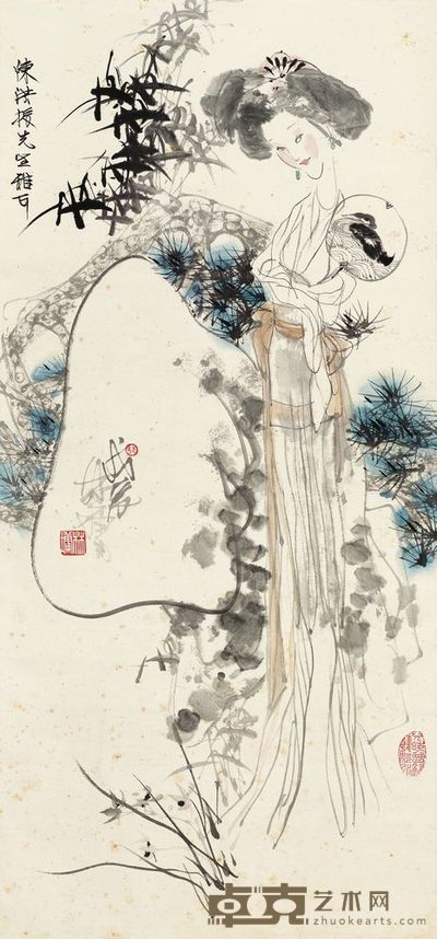 林墉 榴开百子 立轴 53×116cm