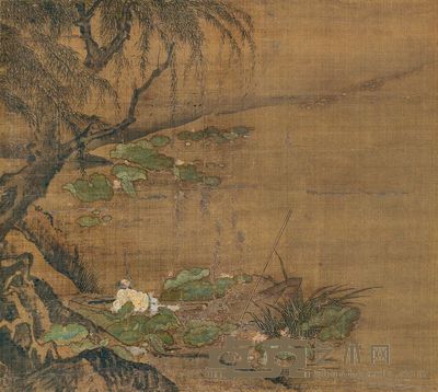 佚名 赏荷图 立轴 52×58cm