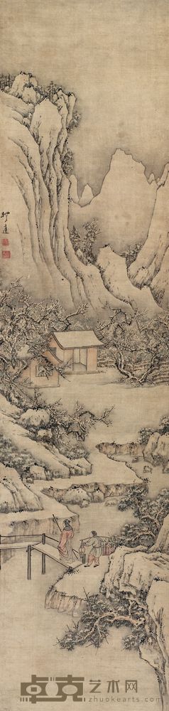 万上遴 雪峰寒庐 立轴 127×30cm
