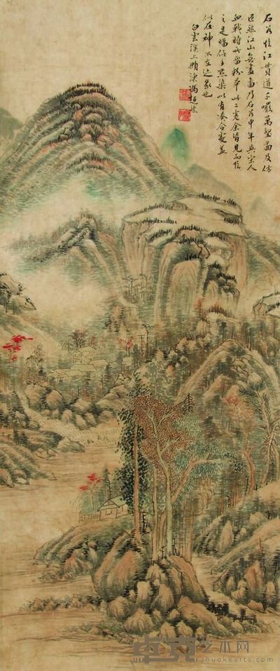 冯超然 山水 设色纸本 立轴 90×37CM