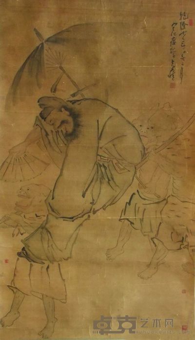 黄慎 人物 设色绢本 镜片 96×49