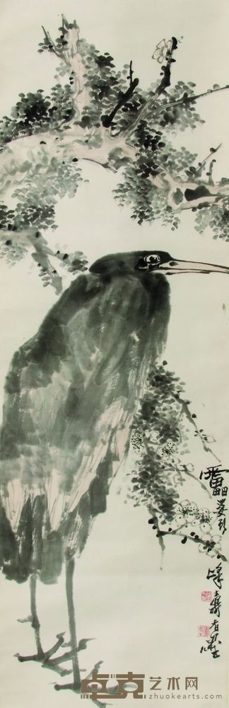 潘天寿 花鸟 设色纸本 立轴 135×42