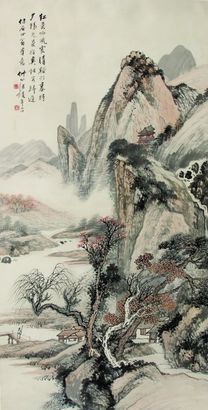 汪锟 山水 设色纸本 立轴