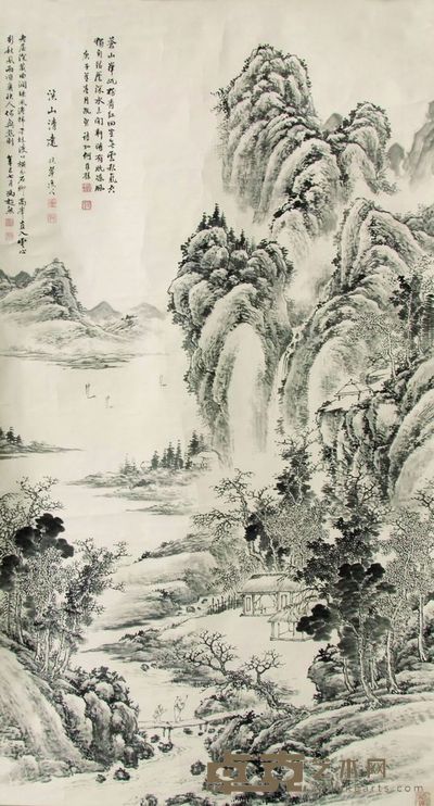 冯超然 山水 水墨纸本 立轴 176×94