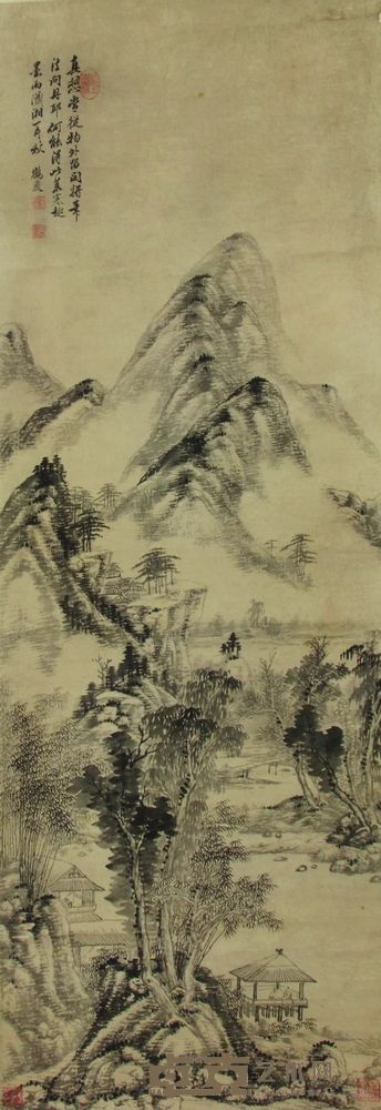 顾鹤庆 山水 水墨纸本 立轴 119×41