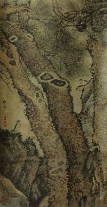 陈道復 苍松翠拍图 设色纸本 立轴
