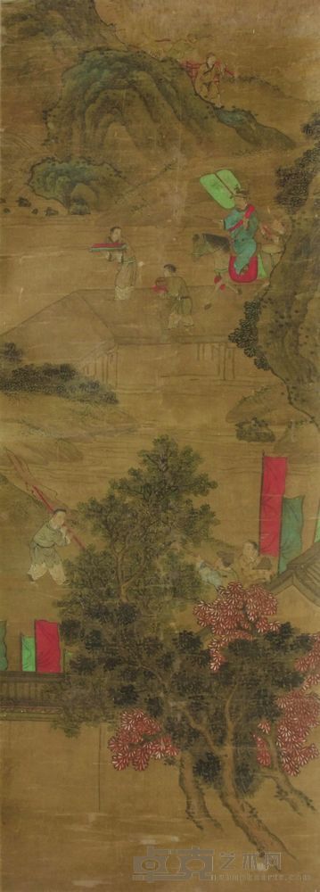 无款 人物 设色绢本 立轴 129×46CM