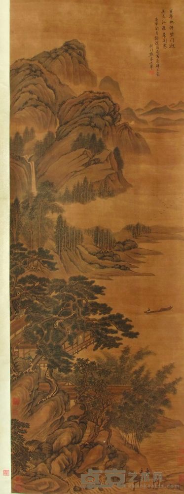 王石谷 山水 设色绢本 立轴 165×57