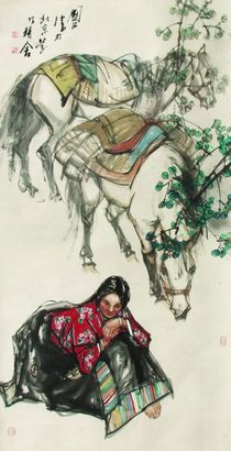 史国良 人物 设色纸本 立轴