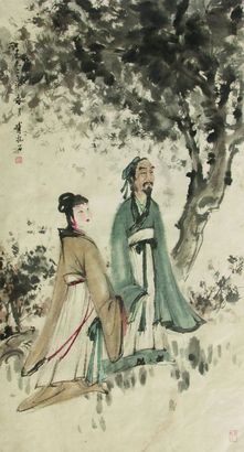 傅抱石 人物 设色纸本 立轴