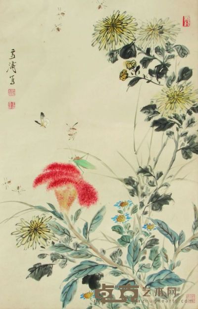 王雪涛 花卉 设色纸本 镜片 68×44
