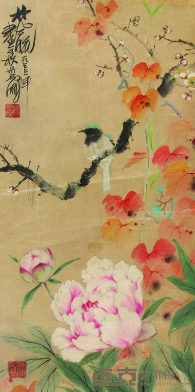 林凤眠 花鸟 设色纸本 立轴 56×28CM