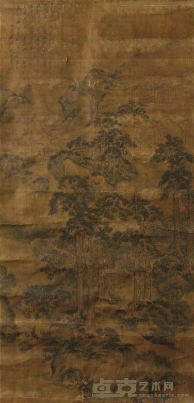 蓝瑛 烟恋叠翠图 设色绢本 立轴 187×92CM