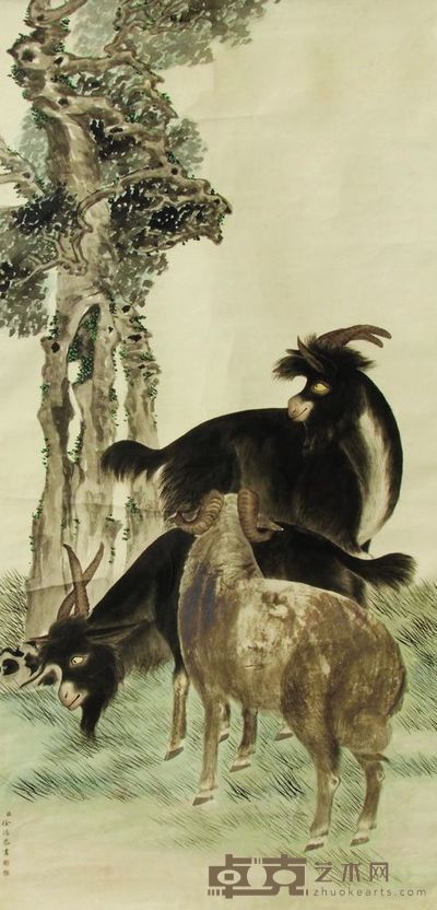 徐扬 三羊开泰 设色纸本 立轴 128×59CM